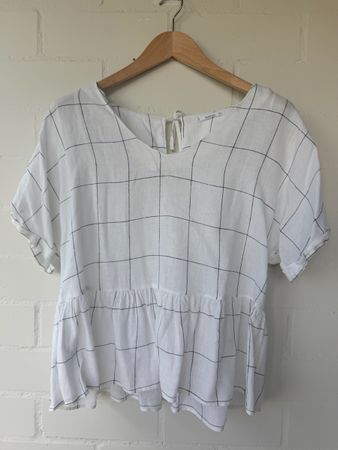 Mango Bluse Leinen weiss Gr. L