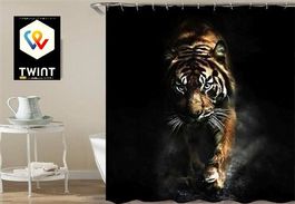 Duschvorhang 3D-Tigerdruck Mit Haken Set