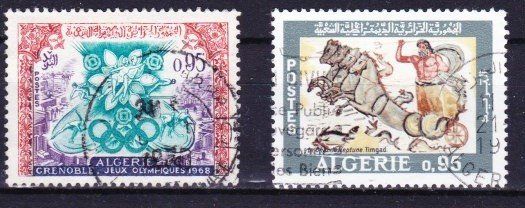 Alle Briefmarken: 2 timbres Algérie - 1967-68 - Obl. – Gebraucht aus Blonay von Leglaude_01