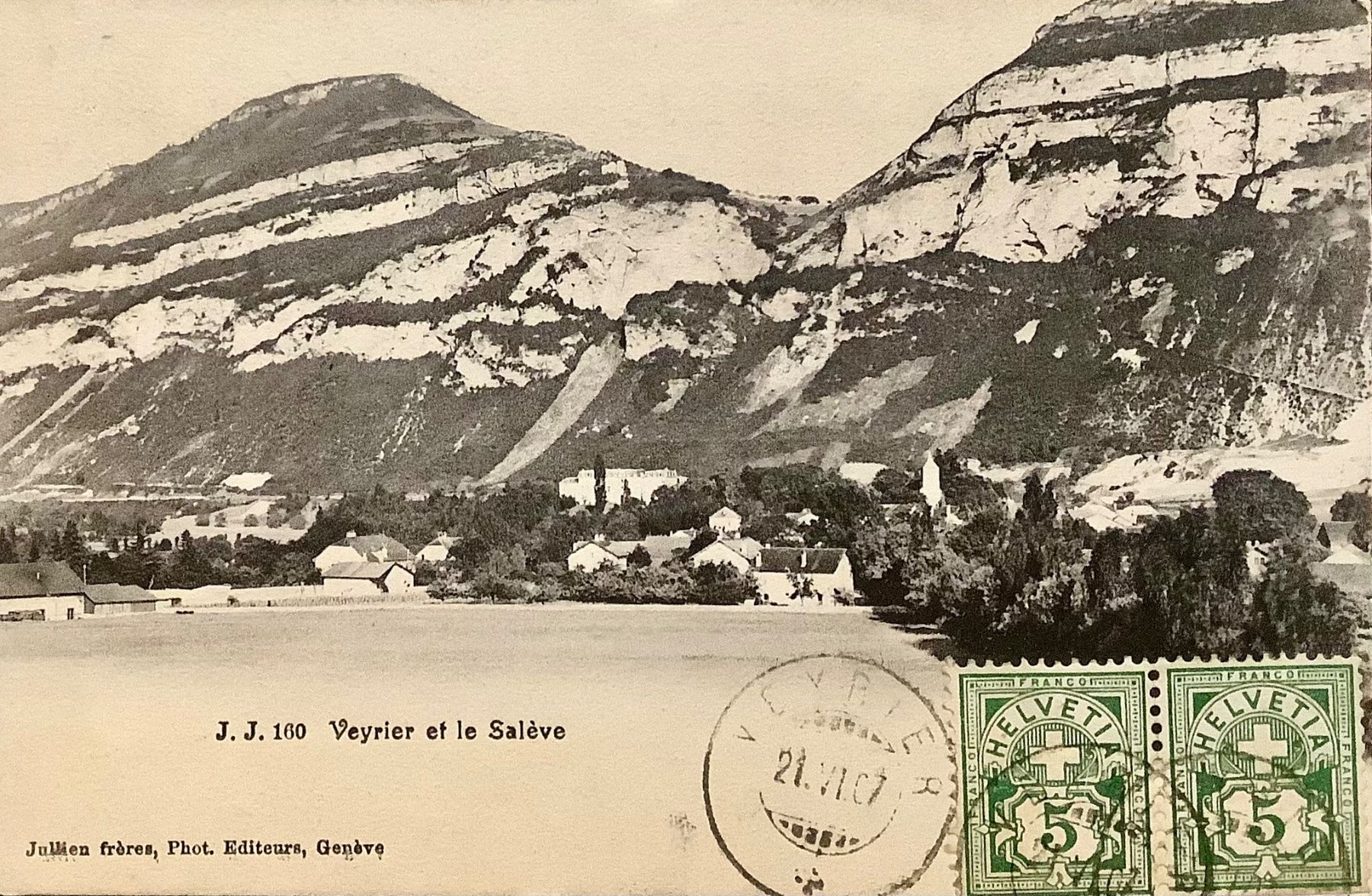 Cartoline postali: 1907 - VEYRIER et le Salève – Usato da Root venduto da ENGLAND-TREASURES 1