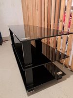 Modernes TV-Rack / Lowboard aus Glas & Metall (140 x 45 cm)