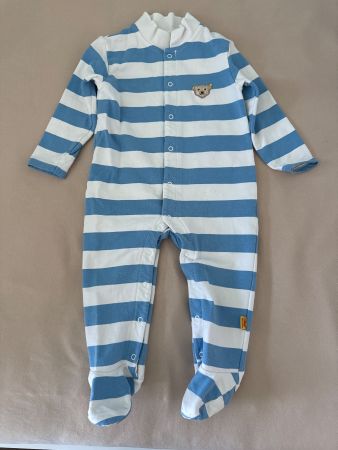Baby Strampler Steiff blau-weiss gestreift Grösse 80