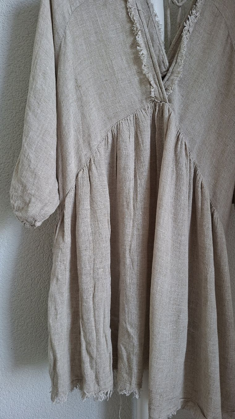 Vestiti: Kleid beige Grösse S 100%Leinen  – Usato da Basel venduto da Lovintage 4