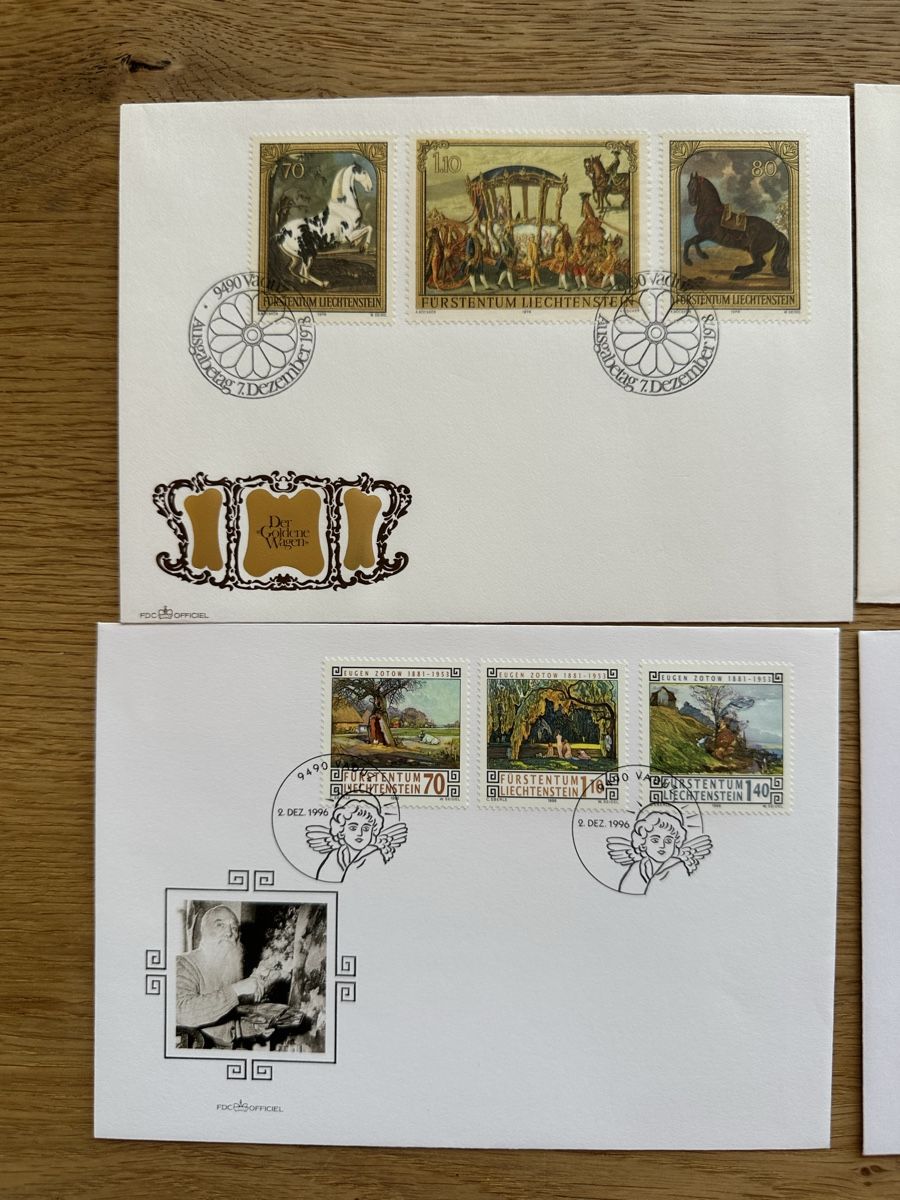 Tutti i francobolli: Liechtenstein - 8x GEMÄLDE  FDC‘s  – Usato da Schmitten / FR venduto da Samsara169 1
