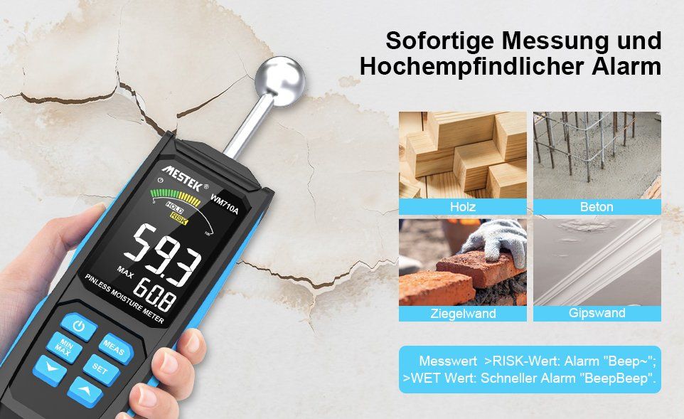 Messen: Pro Feuchtemessgerät kontaktlos mit Digitale LCD Display – Neu und originalverpackt aus Châtelaine von topshop.switzerland 5