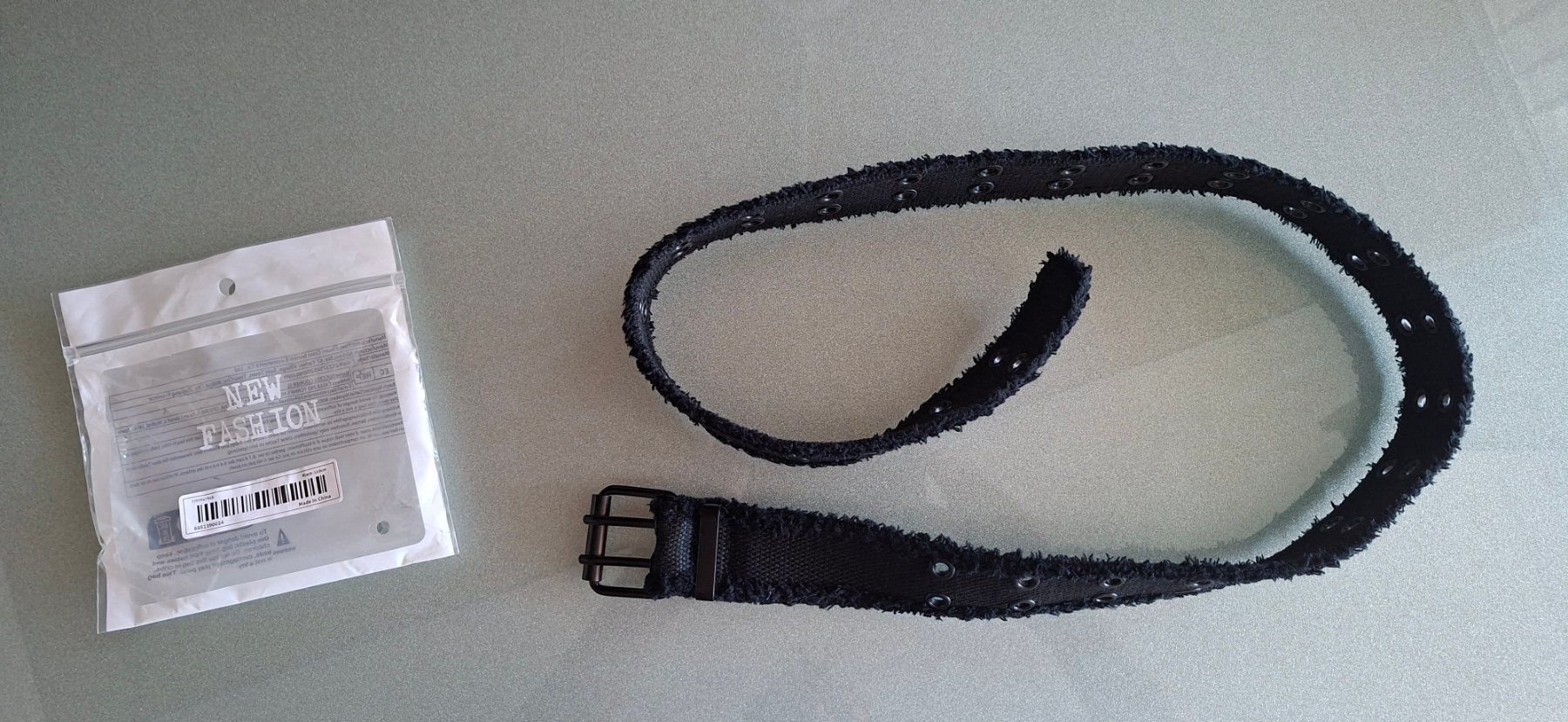 Cinture: Fransen Doppelloch Stoff Gürtel schwarz 110 cm – Nuovo e nell'imballaggio originale da Bern venduto da Stalino 2