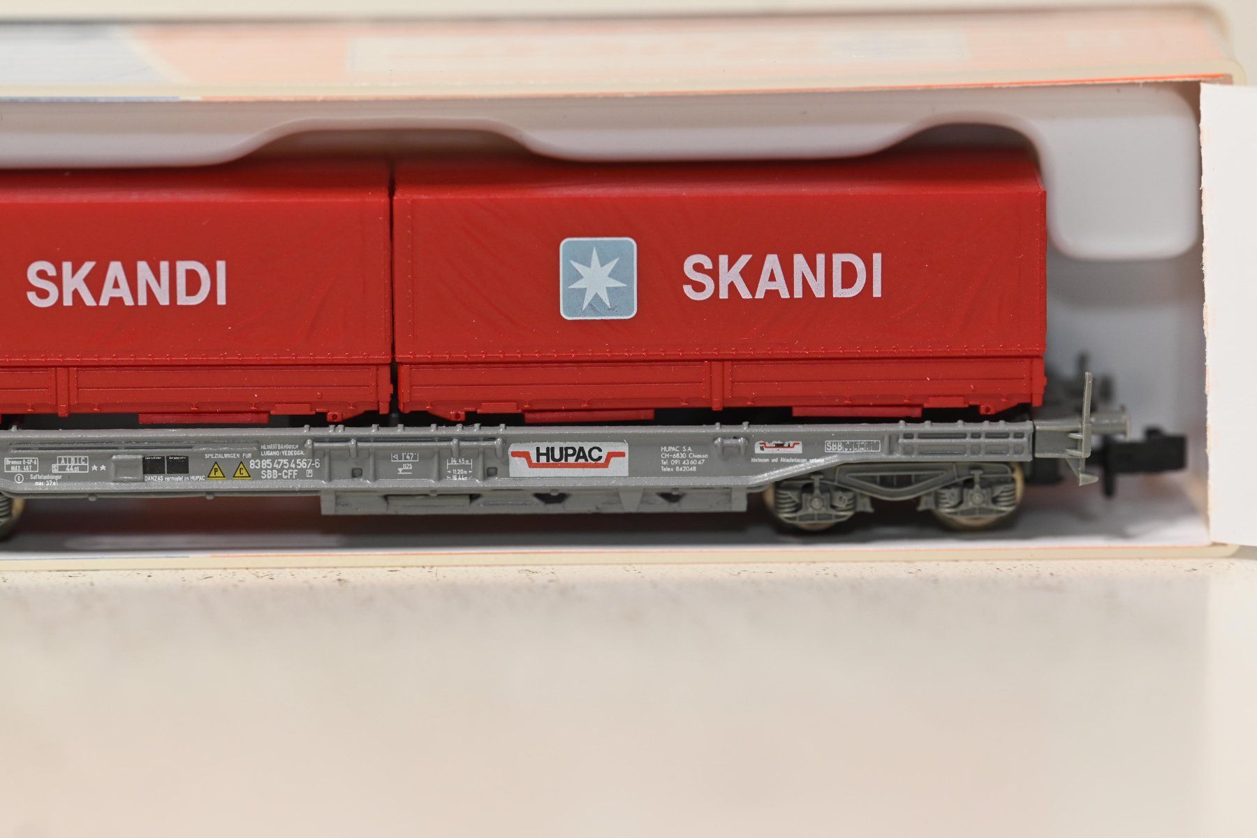 Roco Modellini di ferrovie: SKANDI  HUPAC Wagen Roco Spur N mit OVP – Usato da Laupen ZH venduto da Zmoewe 2