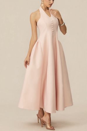 Rosa Neckholder Kleid Abendkleid Ballkleid 