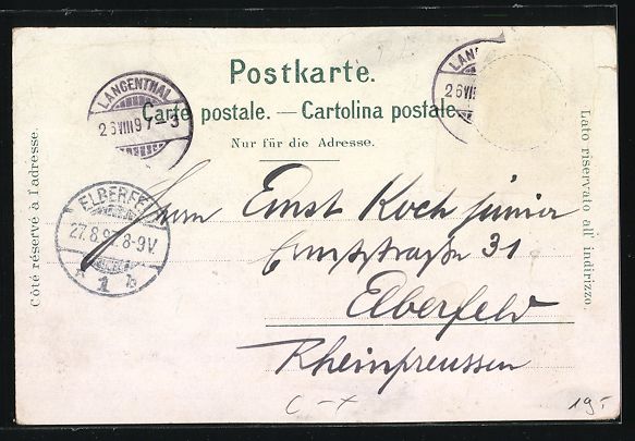 Cartoline postali: Litho Langenthal, Hotel zum Bären, Post – Usato da Berlin venduto da bartko-reher 1