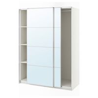 Kleiderschrank mit Schiebetüren, weiß/Spiegelglas