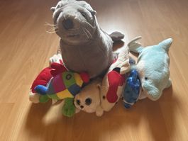 Lot de 7 peluches animaux aquatiques 