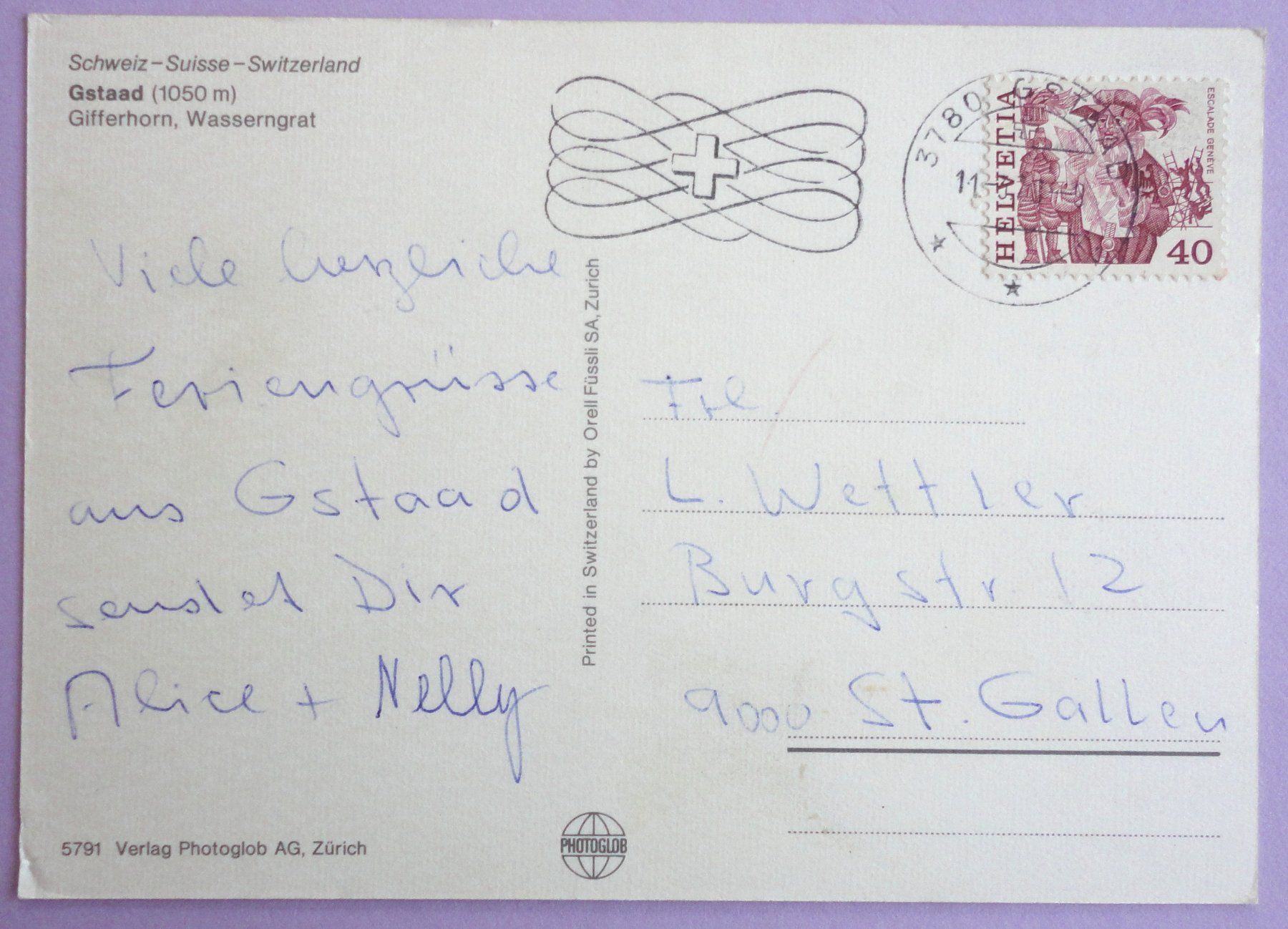 Cartoline postali: Gstaad (1050 m) – Usato da Fétigny venduto da Billy2miny 1