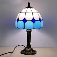Lampe de Table vintage  en verre et résine style Tiffany
