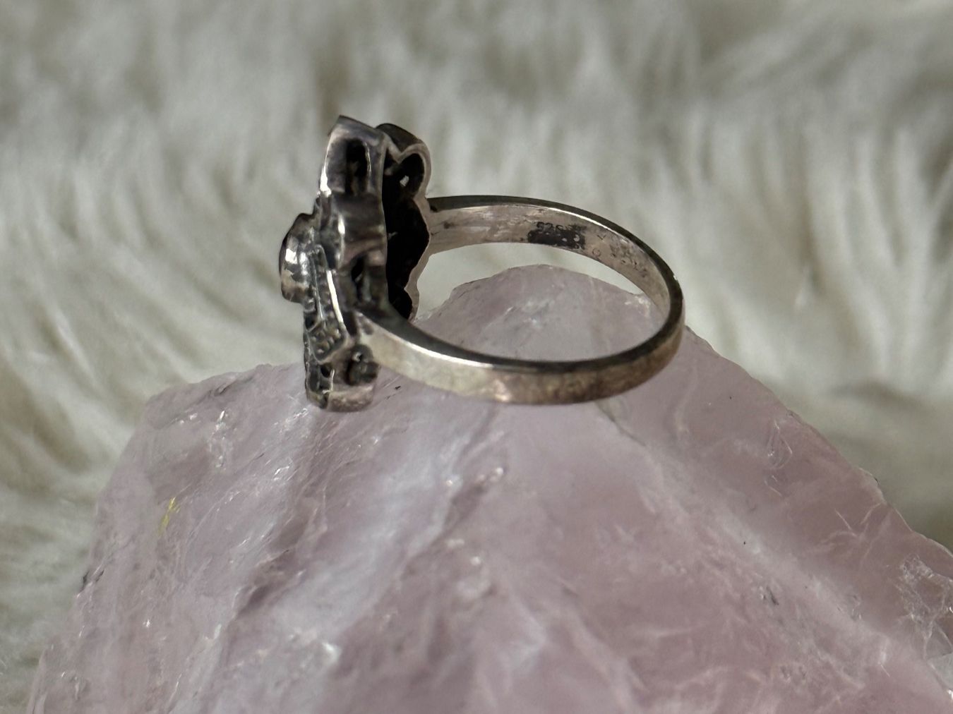 Anelli: Vintage Silberring 925 mit rotem Stein – Usato da Istighofen venduto da Ringparadies 1