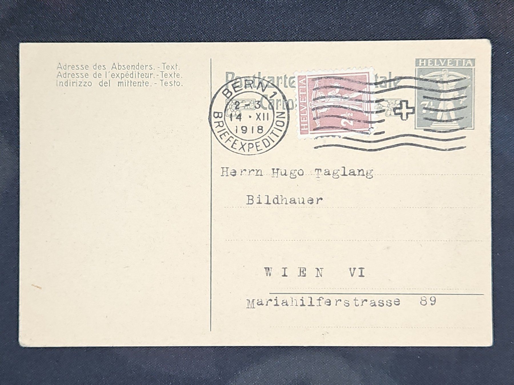 Tutti i francobolli: CL23 Carte + Timbre Suisse 1918 – Usato da Cousset venduto da Patrick_Collections