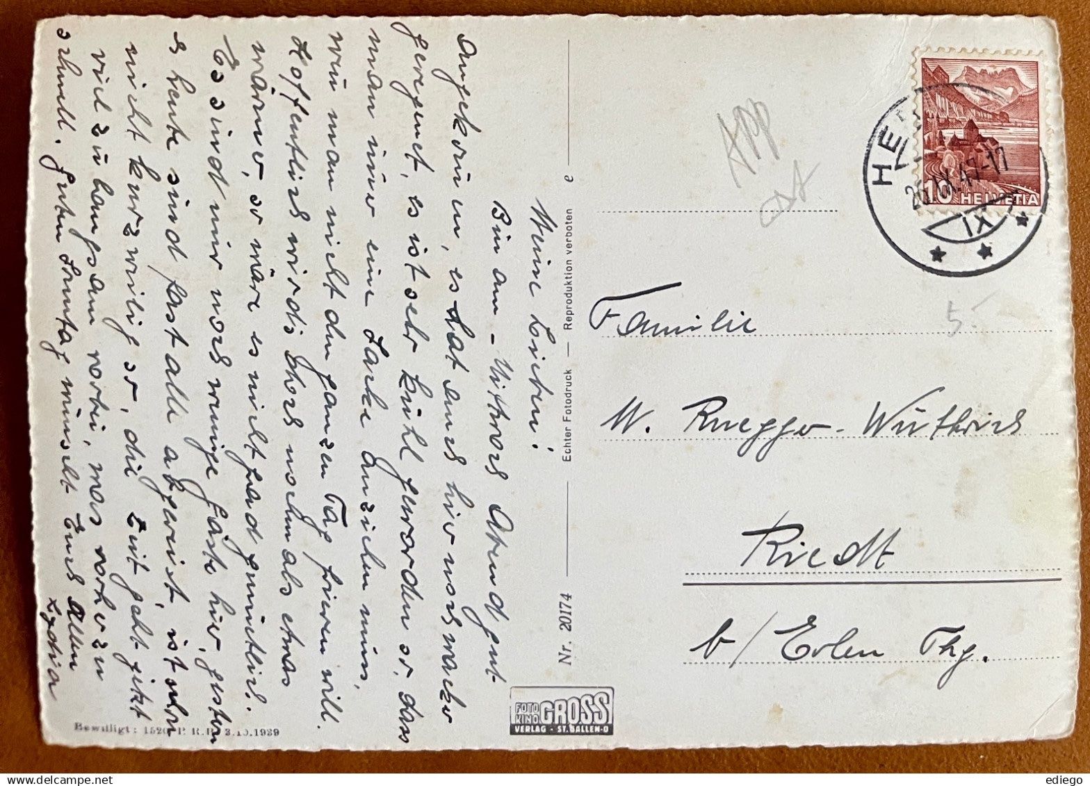 Cartoline postali: HERISAU - 1947 – Usato da Lutry venduto da Ediego 1