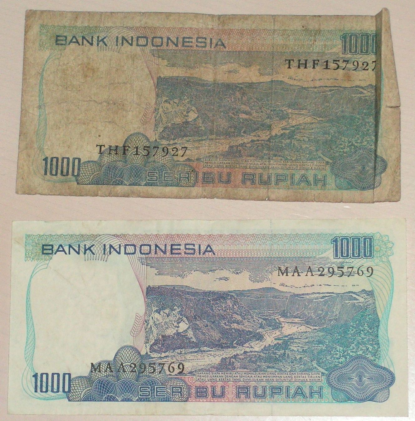 Banconote: Banknote 2x Indonesien 1000 Rupiah 1980 – Usato da Oberriet SG venduto da Manick 1