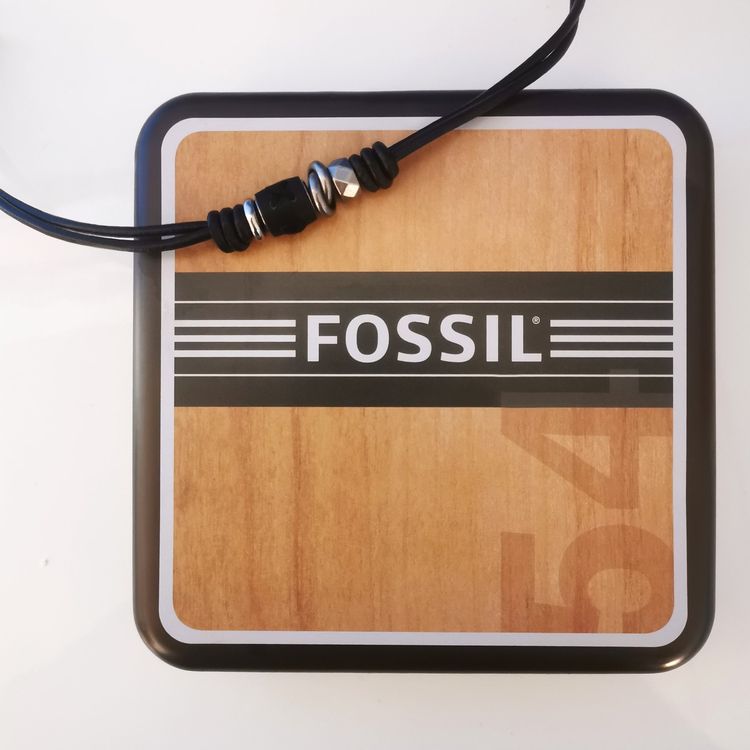 Fossil Halskette Für Männer Aus Edelstahl – Goldfarben, Matt & Glänzend, Mit Karabinerverschluss
