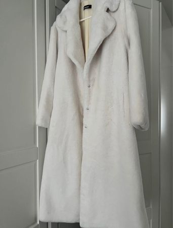 Damen Teddy Wintermantel Kunstpelz weiss Grösse S
