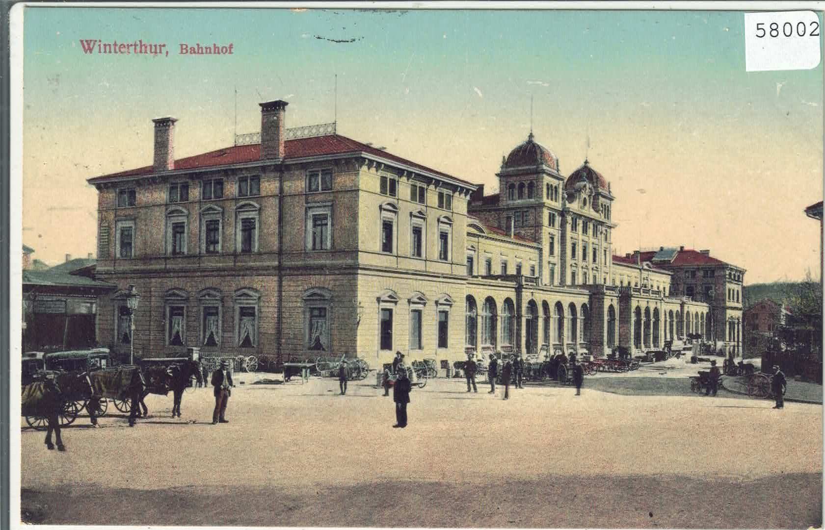 Cartoline postali: Winterthur - Bahnhof - animee - Litho – Usato da Ettingen venduto da Kartenplanet