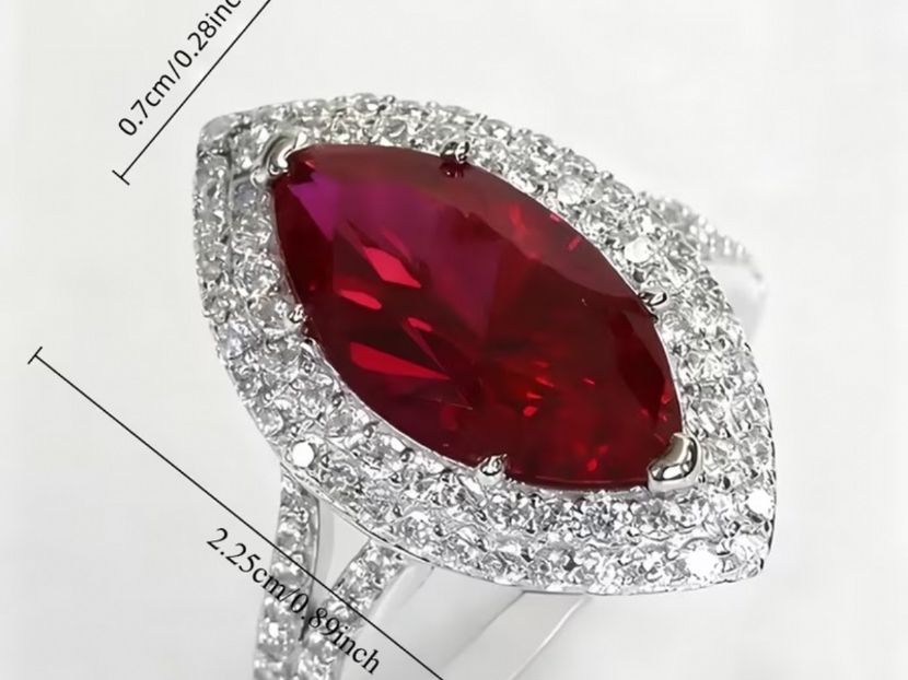 Anelli: Luxus Elegante Gr.19/9 Ring Farbe: Silber / Rot – Nuovo (secondo la descrizione) da Biel-Bienne venduto da Roserosse13 8