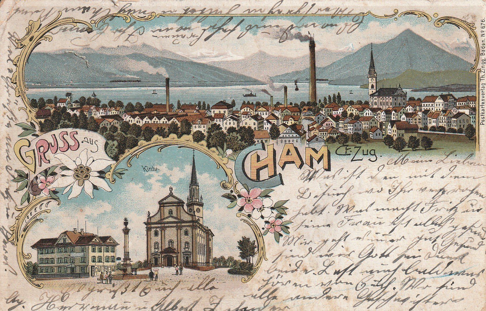 Cartoline postali: Gruss aus Cham/ZG-Litho 1905 – Usato da uttwil venduto da Koehlerfred