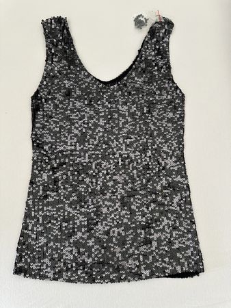 Elegant Sequined Tank Top, black, T-S