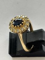 Ring Gold 750 Saphir Diamant Oval guter Zustand