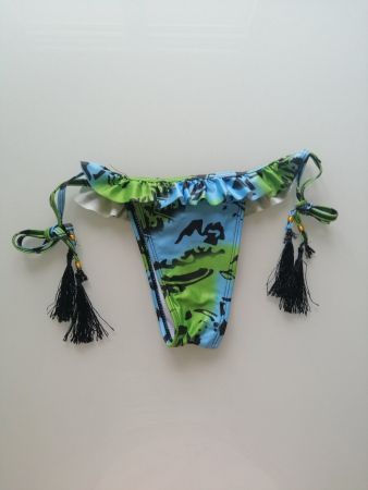 Bikinihose grün/blau mit Zötteli