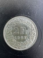 2 Fr. 1967 Helvetia Münze Schweiz Silber Zustand gut