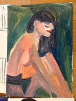 Gemälde Frau abstrakt expressionistisch Acryl auf Leinwand