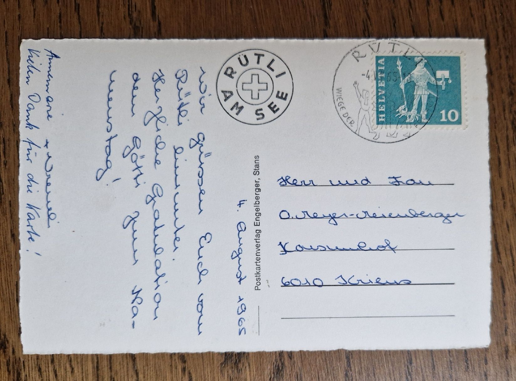 Cartoline postali: Rütli mit Poststempel Rütli 1965 – Usato da Ebikon venduto da Donar50 1