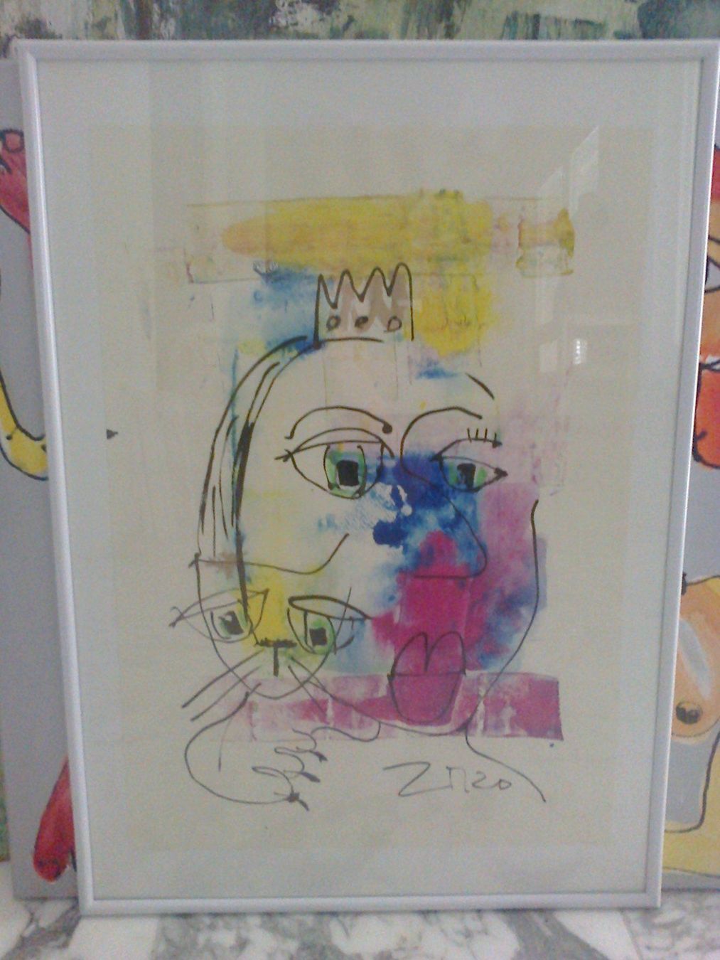 Poster & Bilder: Queen mit Katze Original Unikat gerahmt – Neu (gemäss Beschreibung) aus Camorino von Campellino 2
