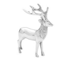 Figur Hirsch 29 x 10 x 23 cm Rentier Metall Silber Reh