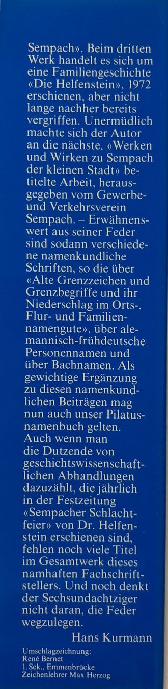 Bücher: Das Namengut des Pilatusgebietes – Gebraucht aus Sarnen von Livres 2