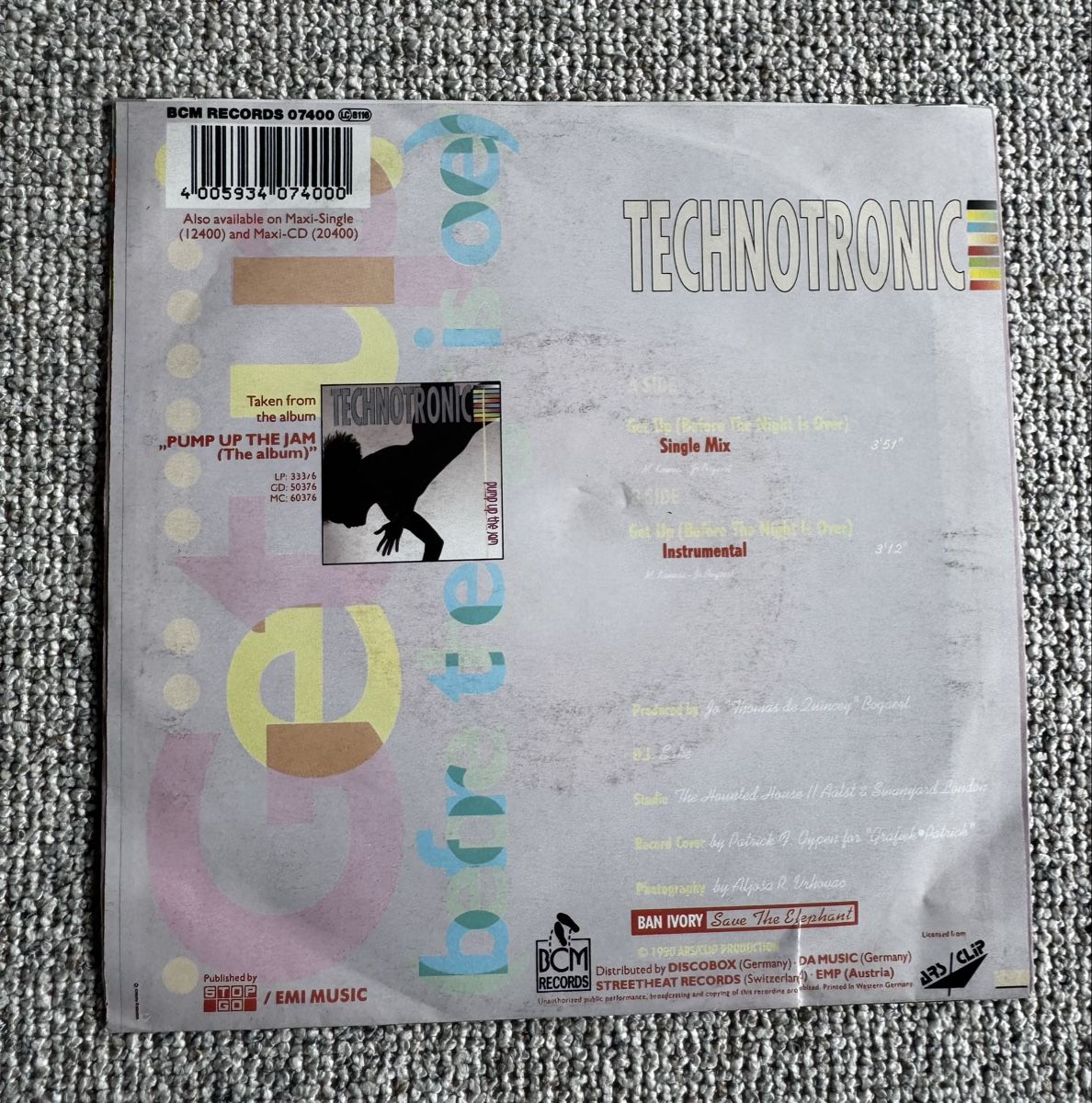 Dischi in vinile: Technotronic - Get Up - 7" Single - 90s – Usato da Rorbas venduto da BlackstarRecords 1
