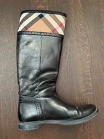 Schwarze Leder Reitstiefel Gr. 37 Burberry Check Besatz 👢