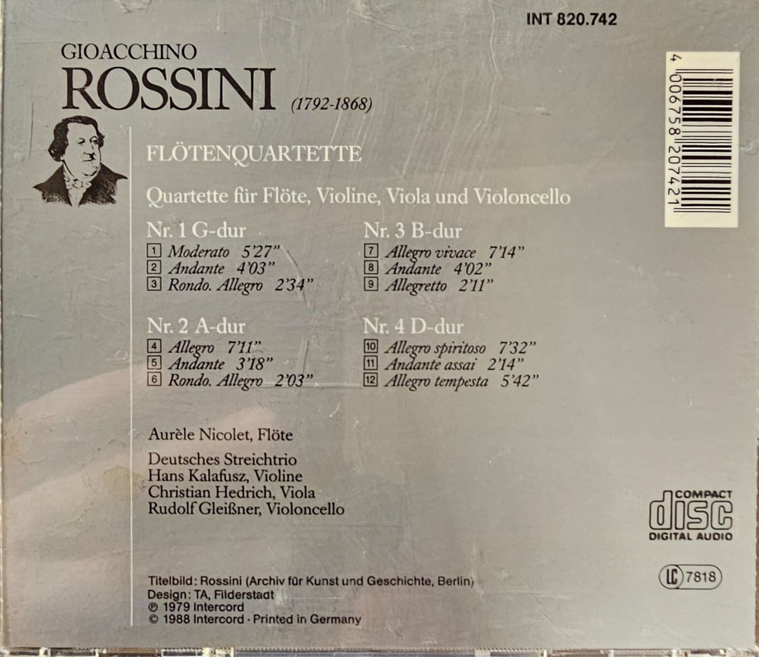 CD: Rossini - Flötenquartette – Usato da Wahlen b. Laufen venduto da Cg10 2