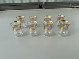 8x Türkische Teegläser Goldrand Vintage | Höhe 8.5 cm