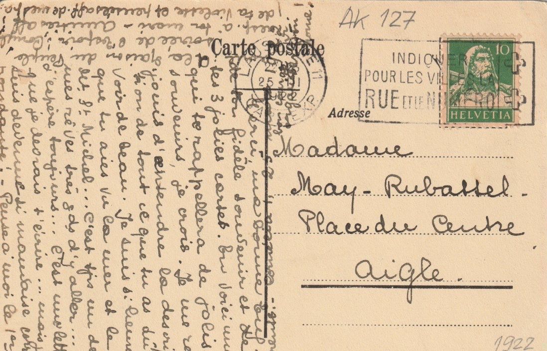 Cartoline postali: AB 127 Zermatt, Schwarzsee, 1922 – Usato da Freienbach venduto da Bhaltis 1