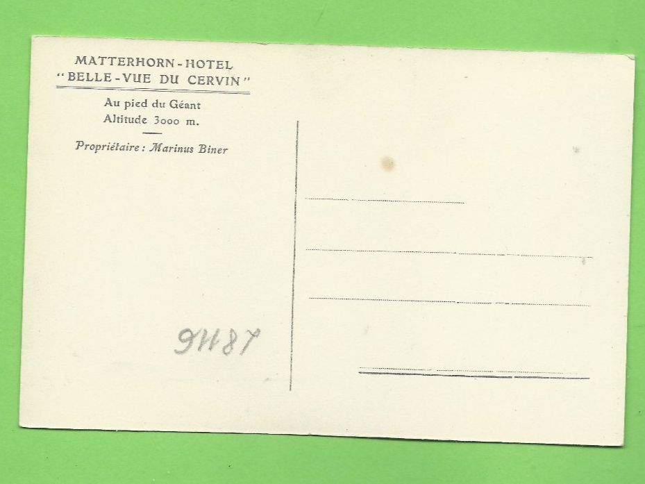 Cartoline postali: Matterhorn Hotel "Belle Vue" du Cervin – Usato da Zürich venduto da t24_de 1