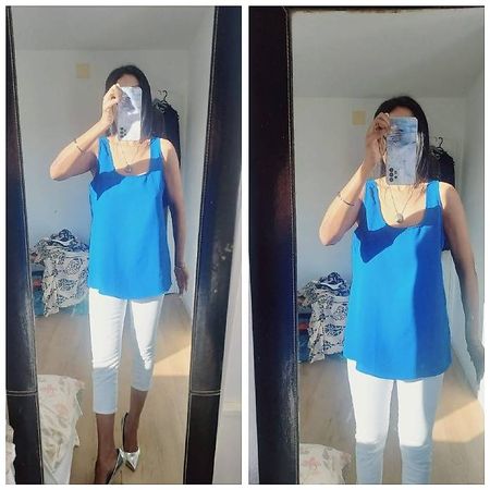 T. (S). Haut beau bleu cobalt sans manche MANGO