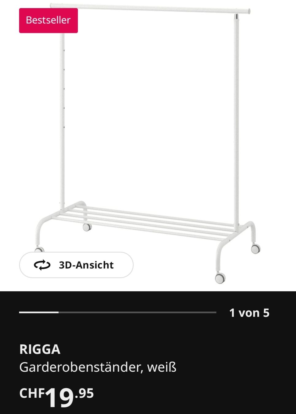 Ikea Garderobe: RIGGA Garderobenständer, IKEA – Neu und originalverpackt aus Kulmerau von Doene7