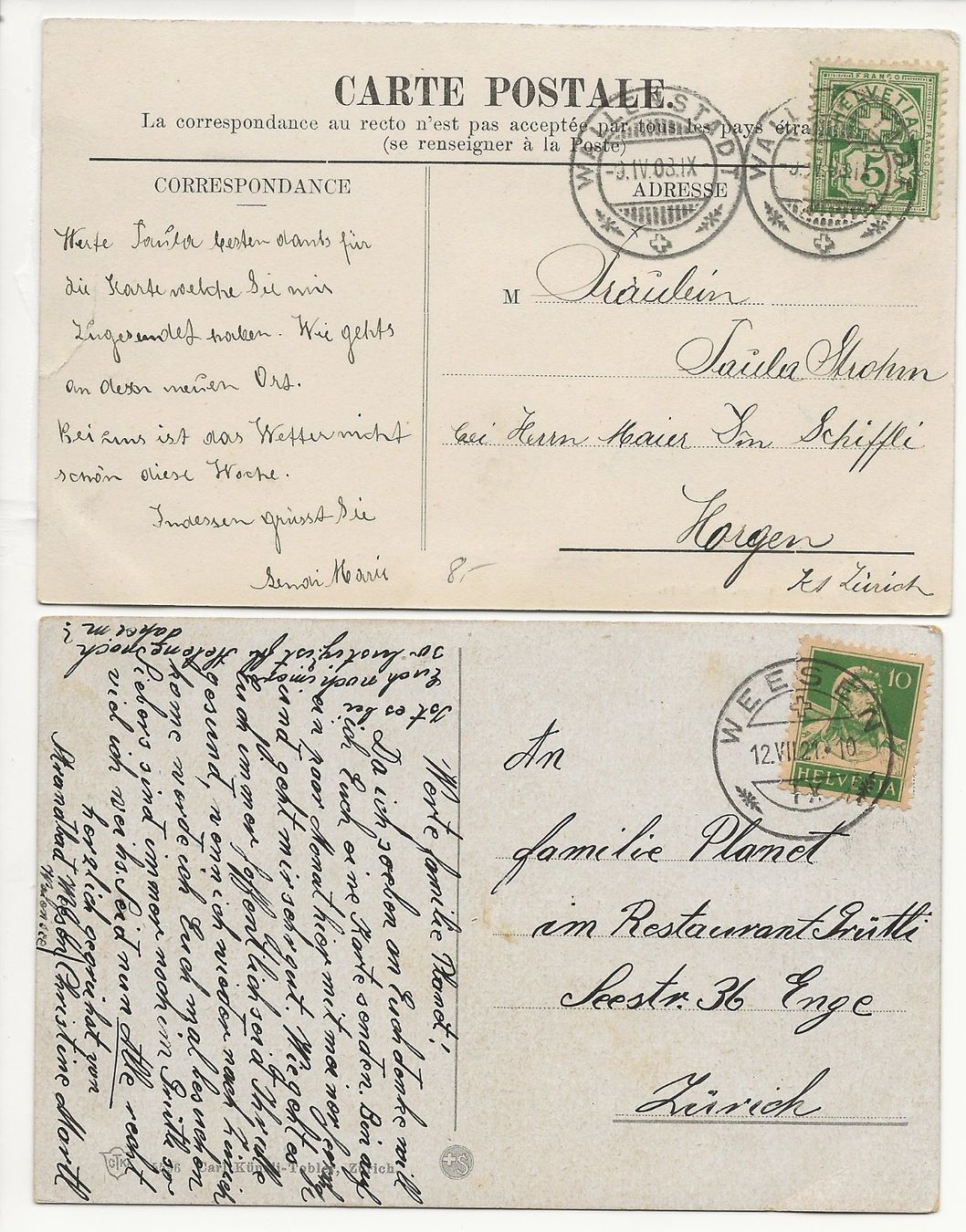 Cartoline postali: 1908 + 1921 Walensee Wallensee Walenstadt 2x alte Karten – Usato da Müswangen venduto da buyin 1