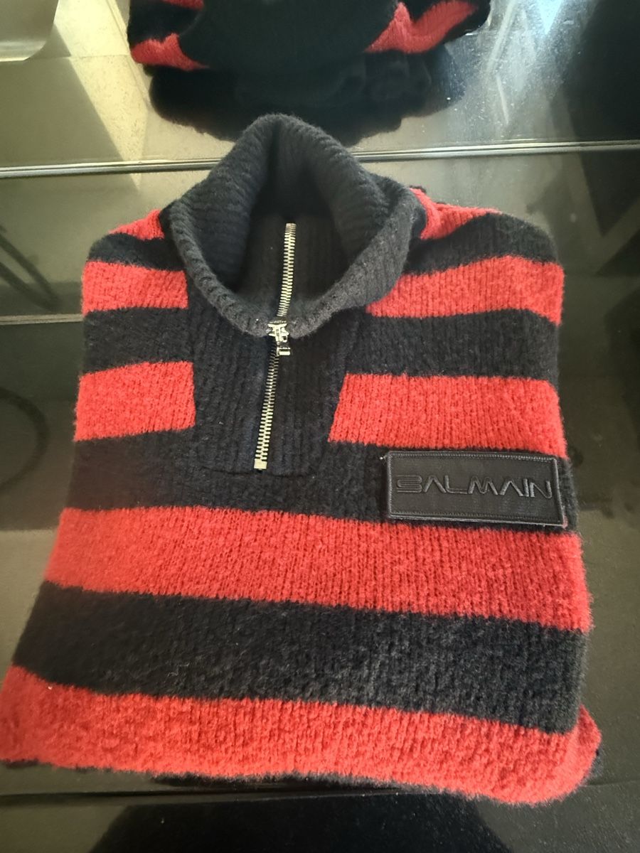 Balmain Maglioni & Felpe: Balmain Red & Black Striped Wool Jumper - Size Large – Usato da Zürich venduto da Jomed6 3