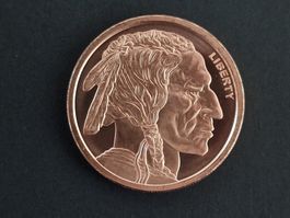 USA 1 Oz .999 Copper, GSM Indian - Buffalo