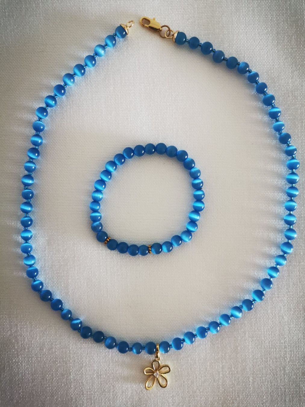 Catenine: Blauer Katzenaugenperlen-Shmuckset – Nuovo (secondo la descrizione) da Niedergösgen venduto da lil_s6k8 4