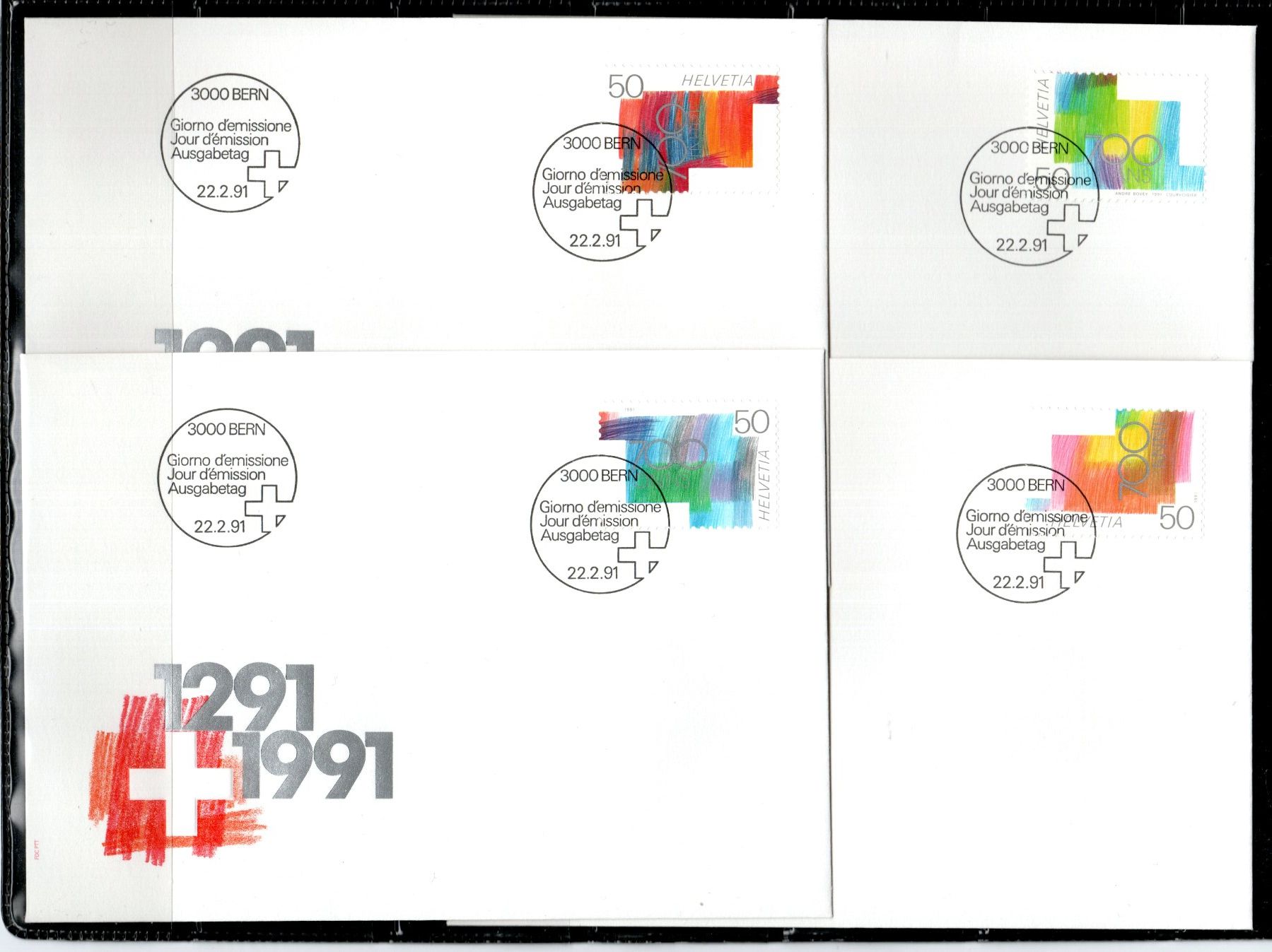 Tous les timbres: 1991- FDC 700 Jahre Eidgenossenschaft VB + U1 Einzelmarken – D'occasion à Stein am Rhein par Huehnerhund 1