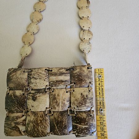 Tasche Kokosnussschale handgemacht neuwertig 20cm