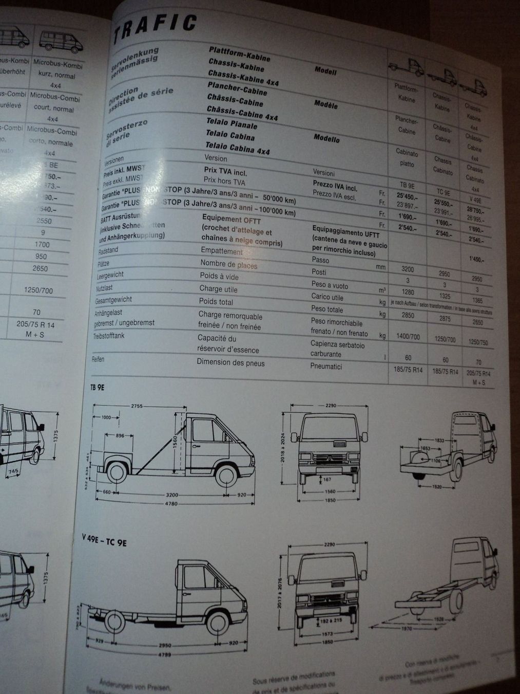 Renault Dokumente: Prospekt Renault Traffic Transporter 1996 – Gebraucht aus Schwarzenburg von modelCARama 4